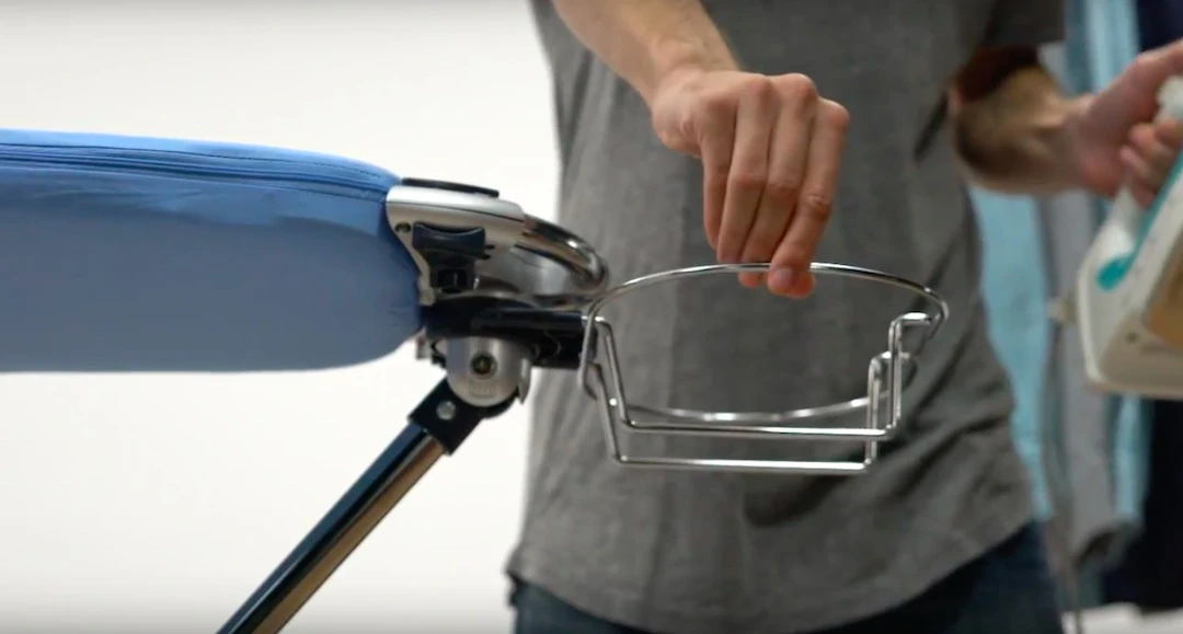 Flippr comes with an iron pocket, the wire frame on the right which holds the iron while the board is being flipped