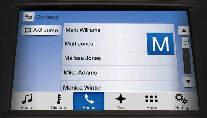 Users can easily swipe through smartphone contacts