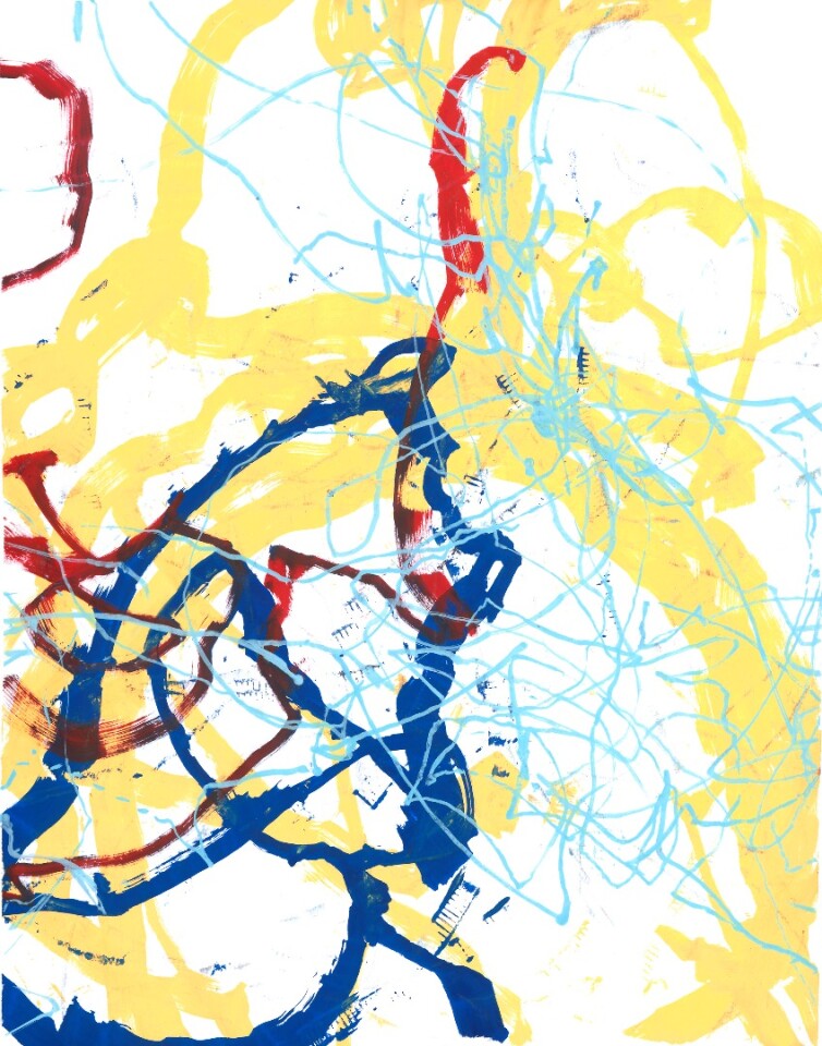 The Manibus Project straps a control to a ballet dancer's ankle. The control directs the movement of a robotic painting device that visual interprets the dance performance through paint on a canvas