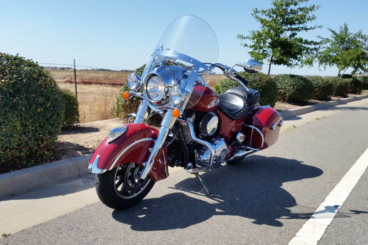 The Indian Springfield offers torque chewing power and quick release windshield and hardbags