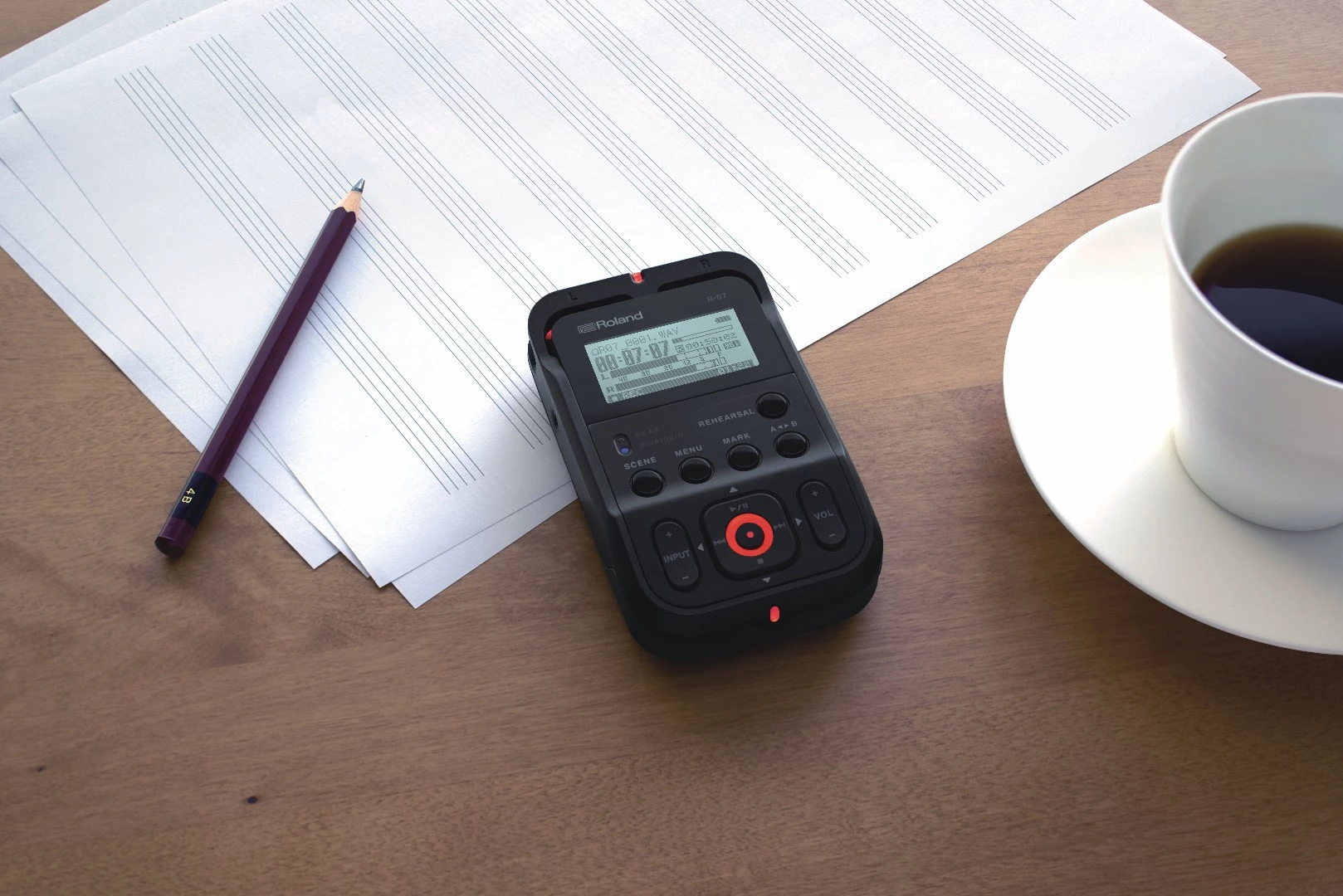 One touch scene presets are handy when you're in a hurry, or if you're not too concerned about controlling every parameter and setting before you hit record on the Roland R-07 audio recorder