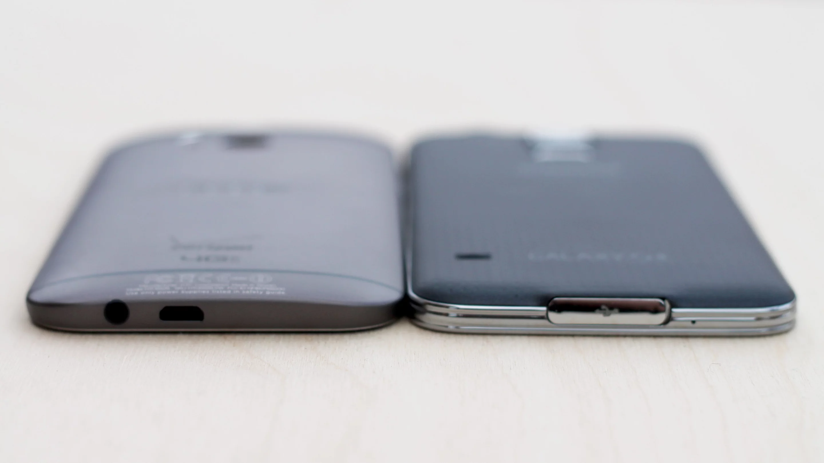 The Galaxy S5 is 14 percent thinner than the One M8