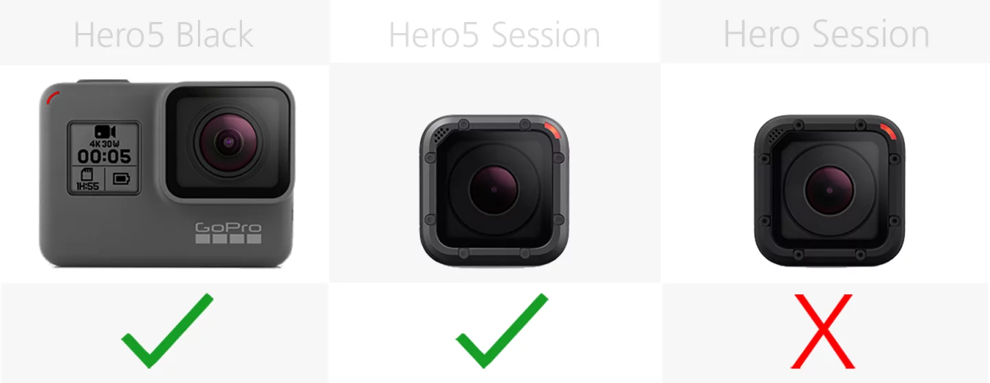 Comparing the Karma drone compatibility of the GoPro Hero5 Black, Hero5 Session and Hero Session
