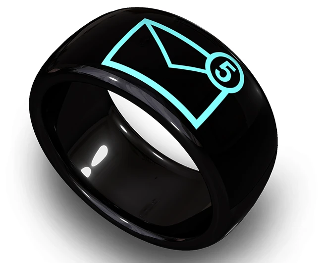 Pairing the Mota Smart Ring with an Android or iOS device will enable notifications such as text messages, incoming calls, calendar events and email to be sent right to your finger