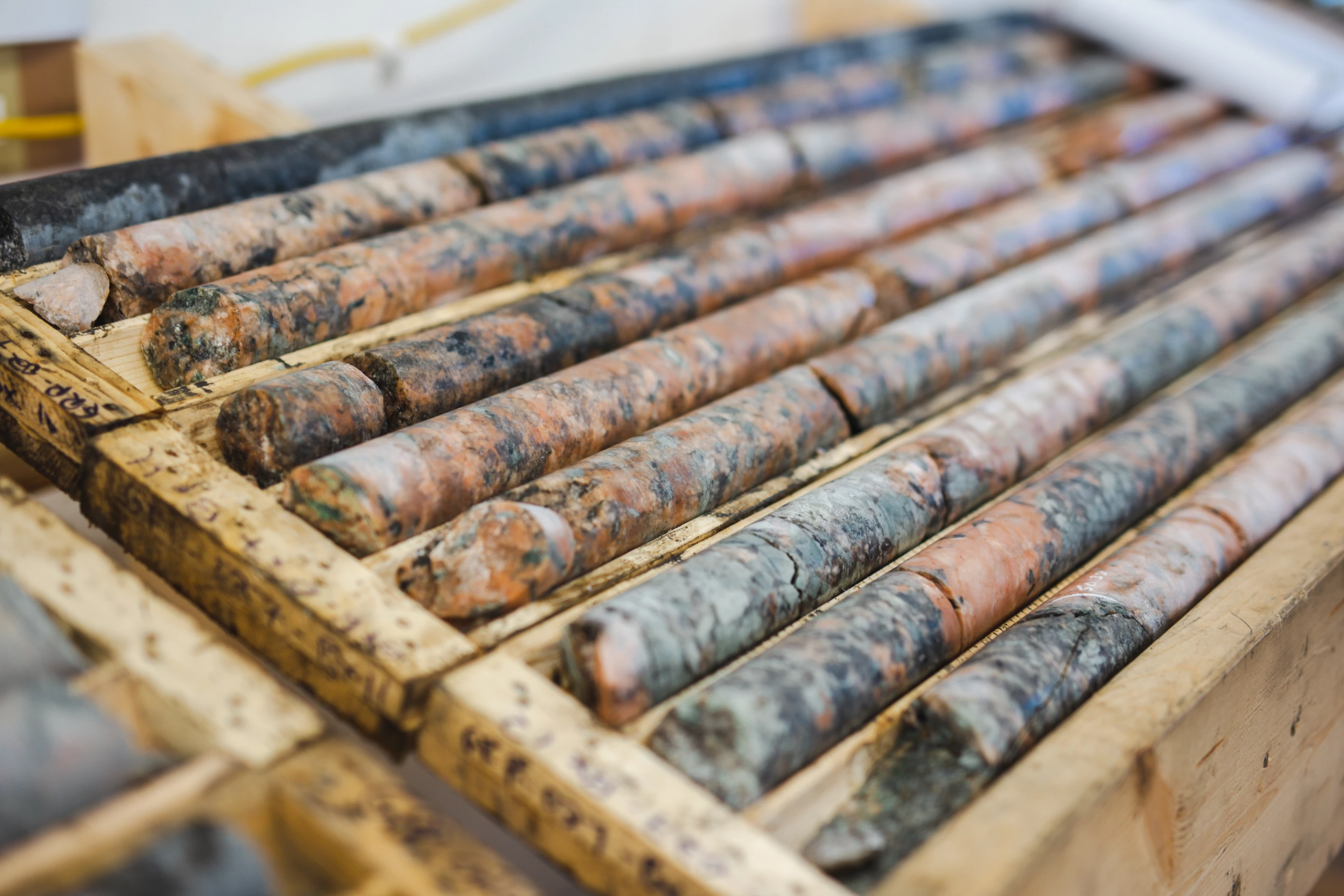 Lithium pegmatite cores recovered for examination
