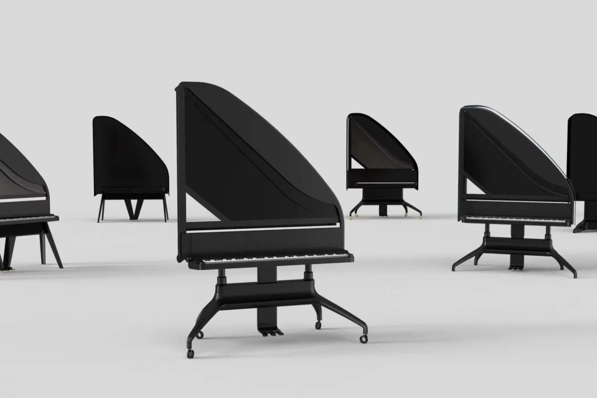 The Standing Grand will have the all-important sound of an acoustic grand piano, but in a form that takes up about the same floor space as an upright