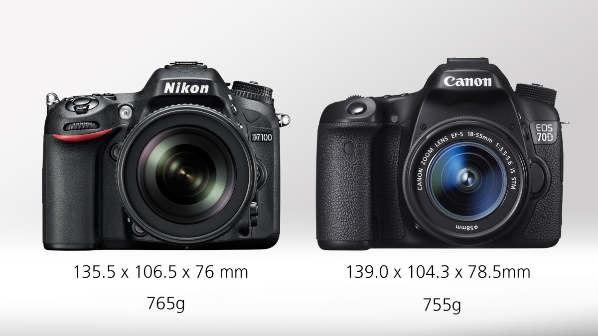 Canon 70D vs. Nikon D7100 - Size and Weight