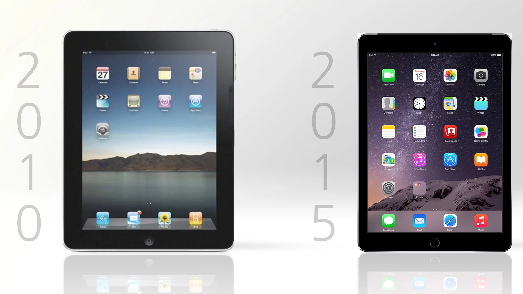 The original iPad (left) with today's iPad Air 2