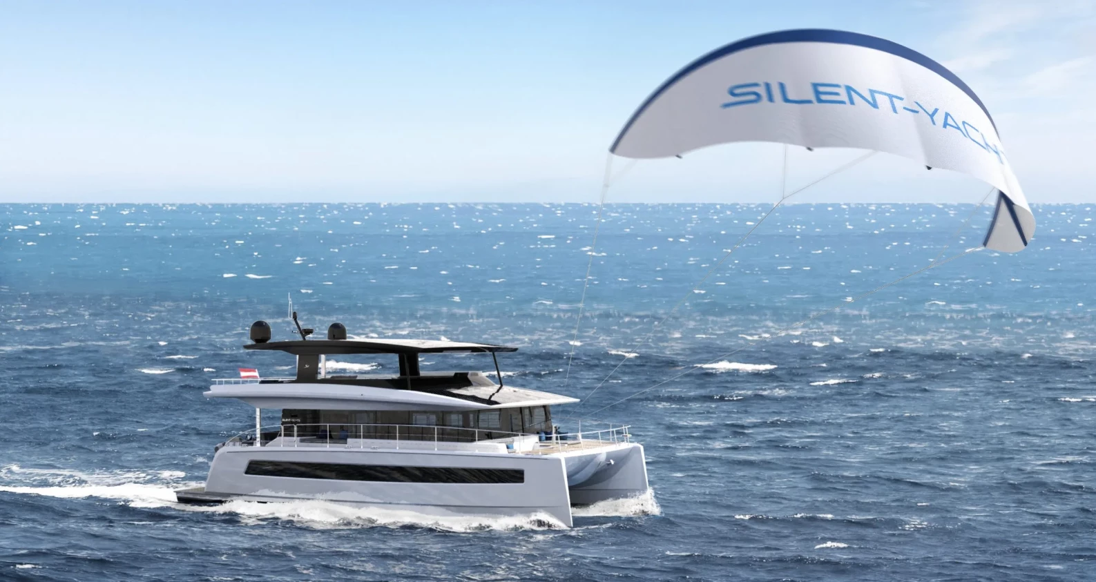 A kite wing adds a helping hand to the solar panels on Silent Yachts' Silent 60