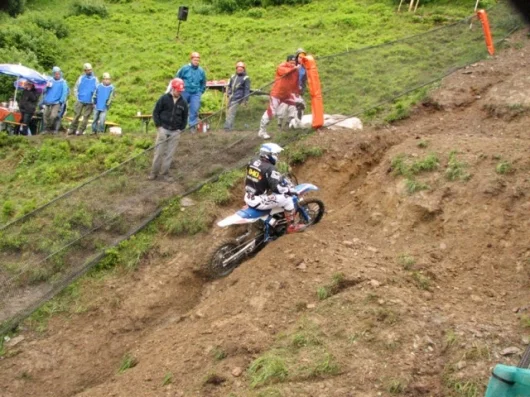 Silvio Scholzel rides the 2WD BMW hill climb special to an impressive fourth place.