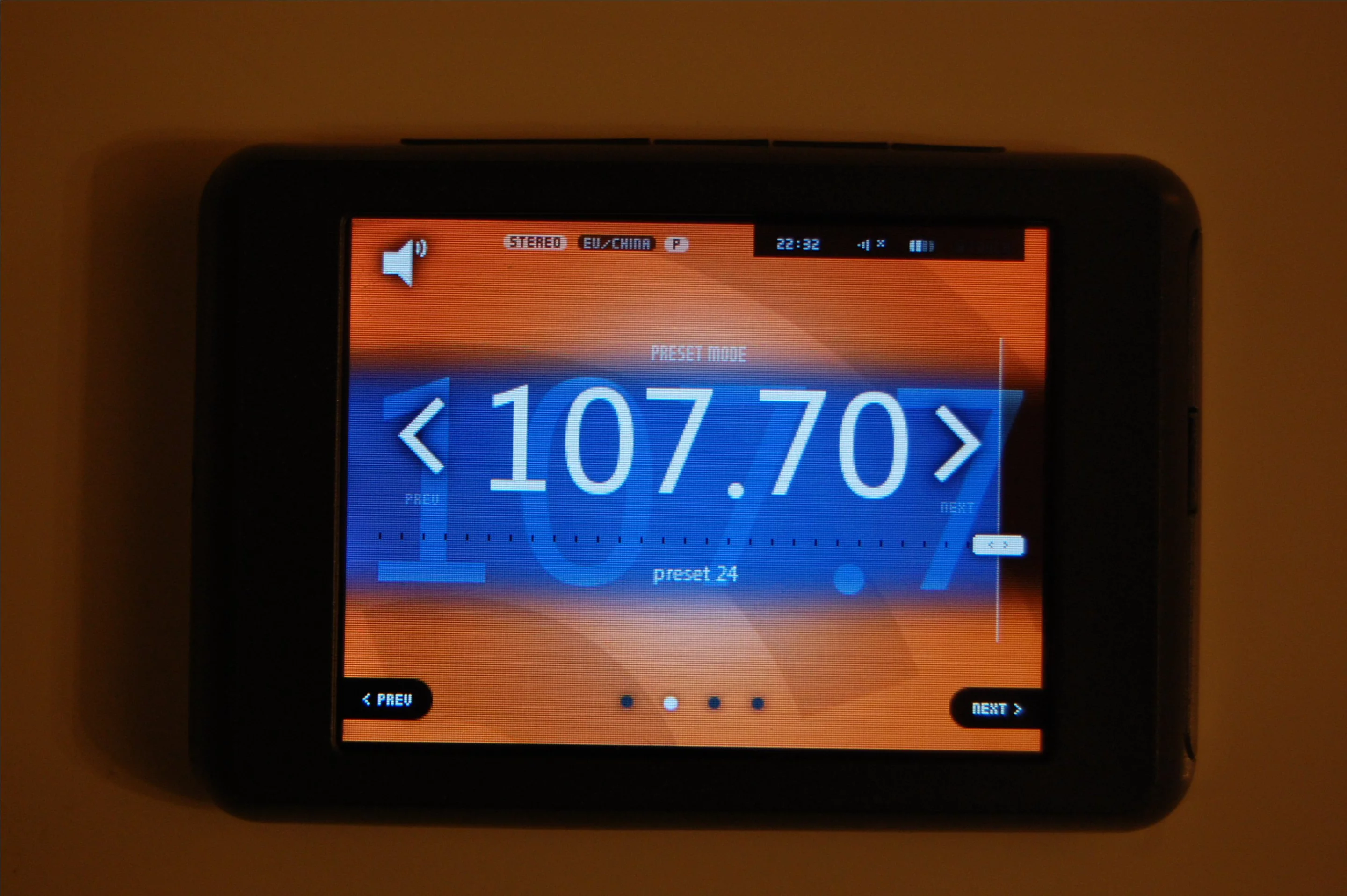 There's a built-in FM radio, with 24 presets available