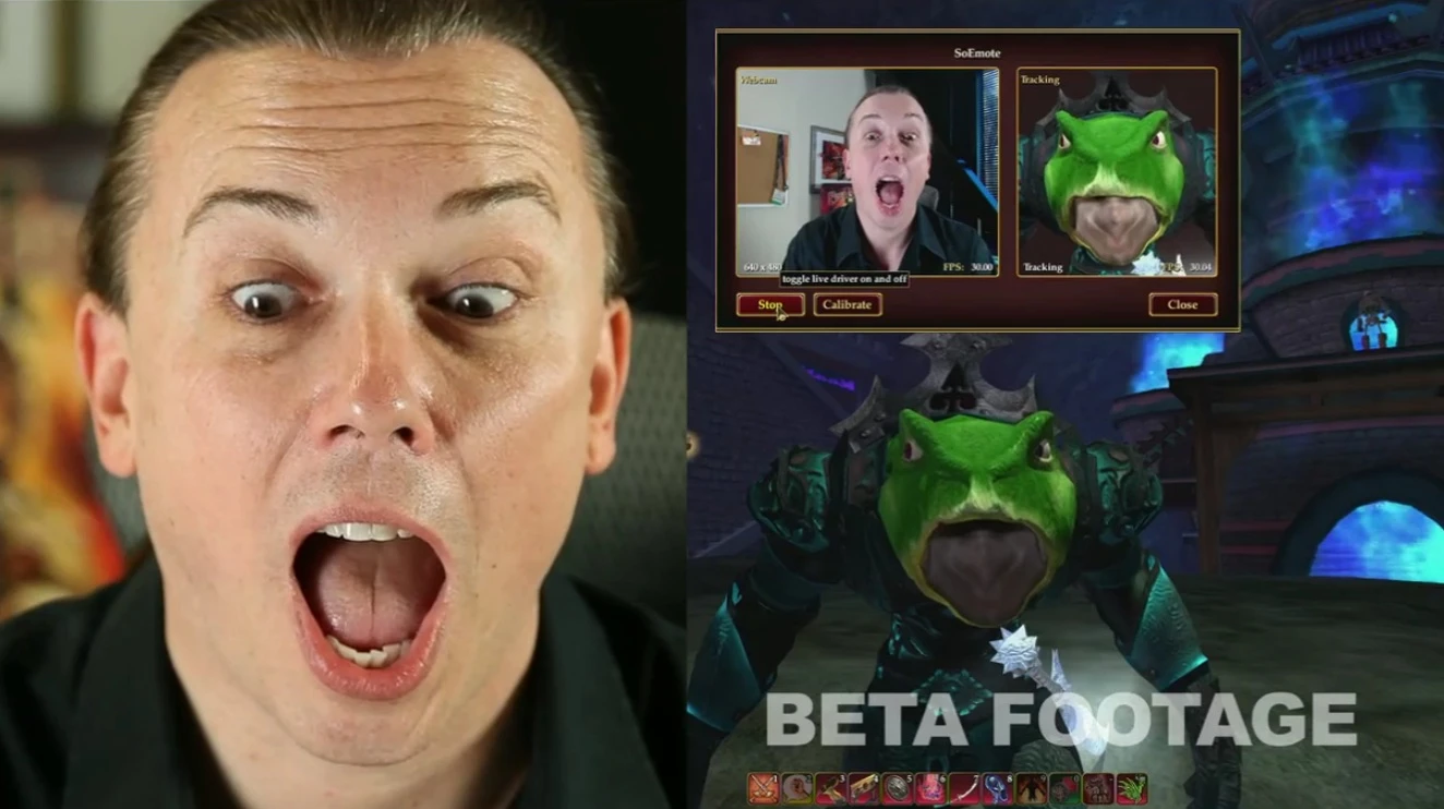 Sony is adding facial recognition software to Everquest II that will use a webcam to translate players' facial expressions, head movements, and voice onto their online avatar in real time