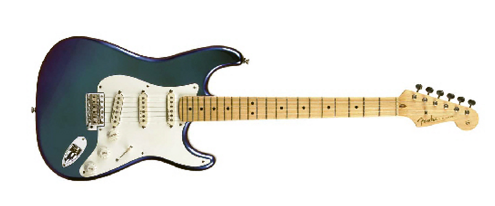 This 2000 Fender Custom Stratocaster was played by Eric Clapton in the studio, and used as a back-up stage guitar during the "Reptile" tour of 2001. It was played on stage at least on a couple of occasions, one of which was for the song "Layla" in the last concert of the first leg of the US Tour at Madison Square Garden on 23rd June, 2001. It sold for $220,300 at a Christies auction on 24 June, 2004