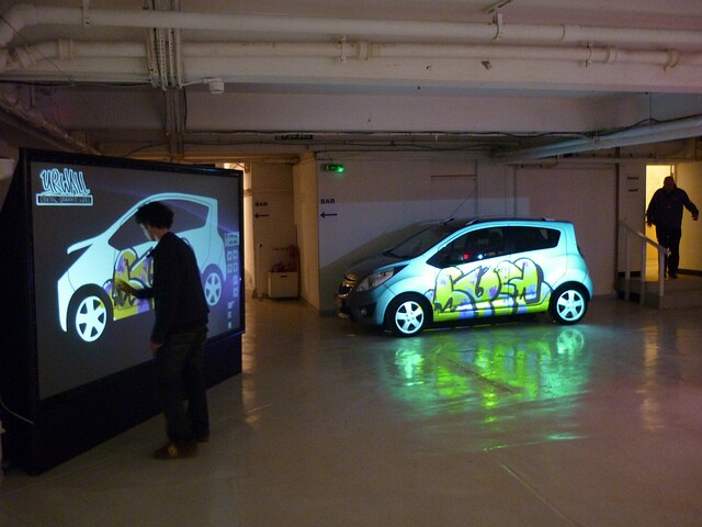 The YrWall Digital Graffiti Wall in use at the Chevrolet Spark Tour launch