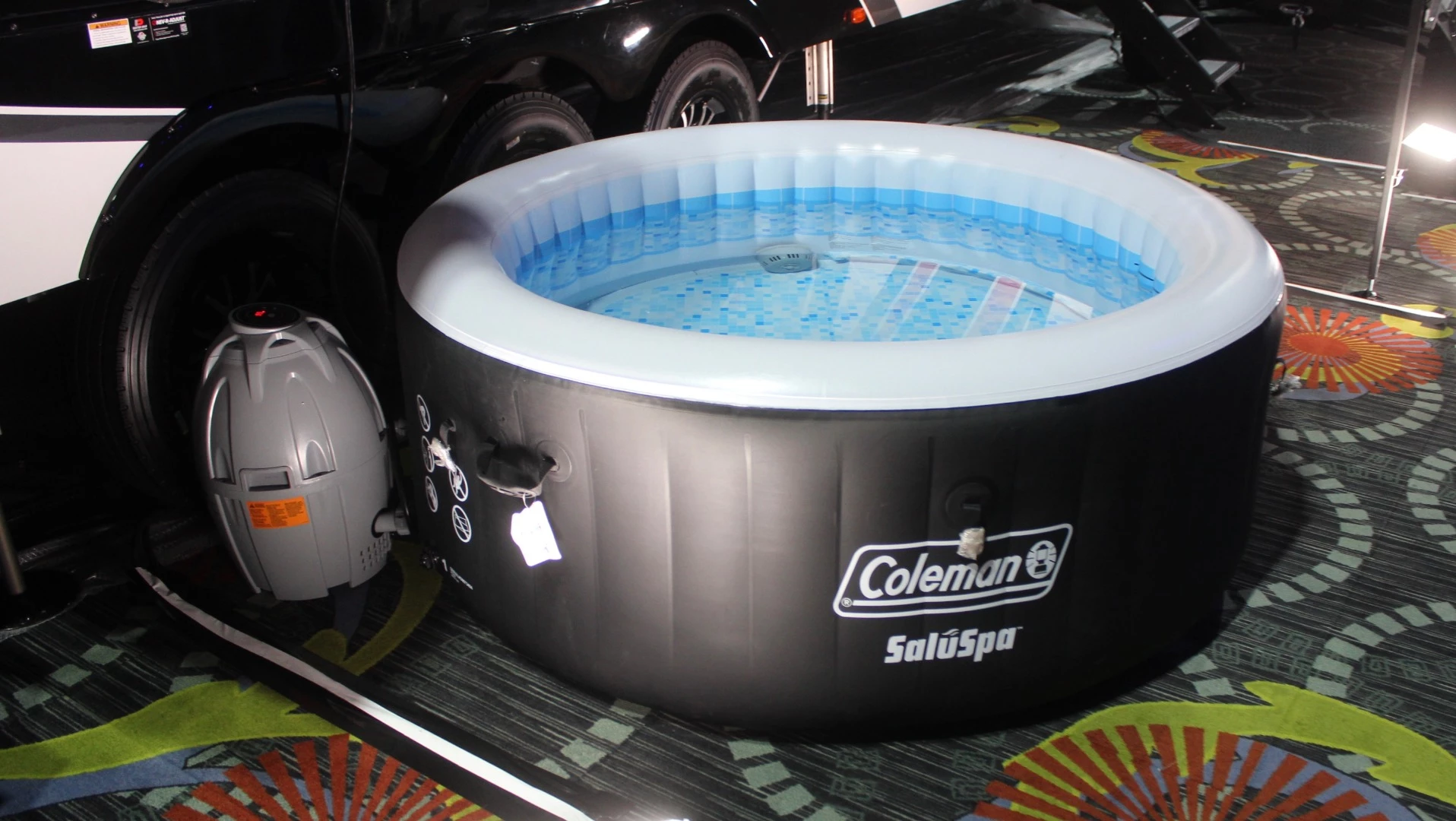 One of the concept's features that other RV owners could add to their own vehicles, the Coleman SaluSpa is a US$400 inflatable hot tub