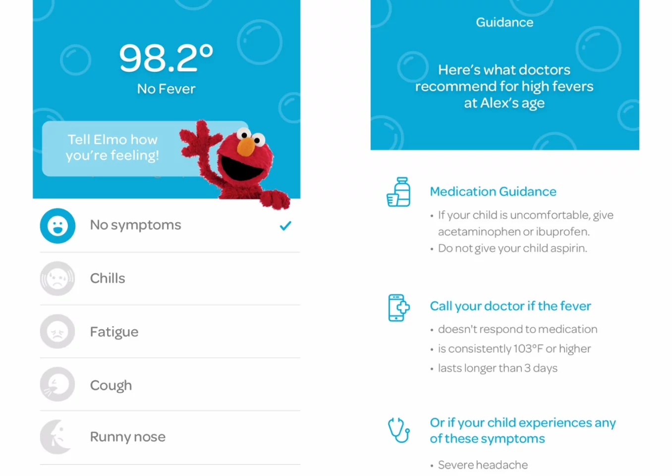 Users of the Kinsa Elmo Smart Ear Thermometer can log symptoms and receive guidance