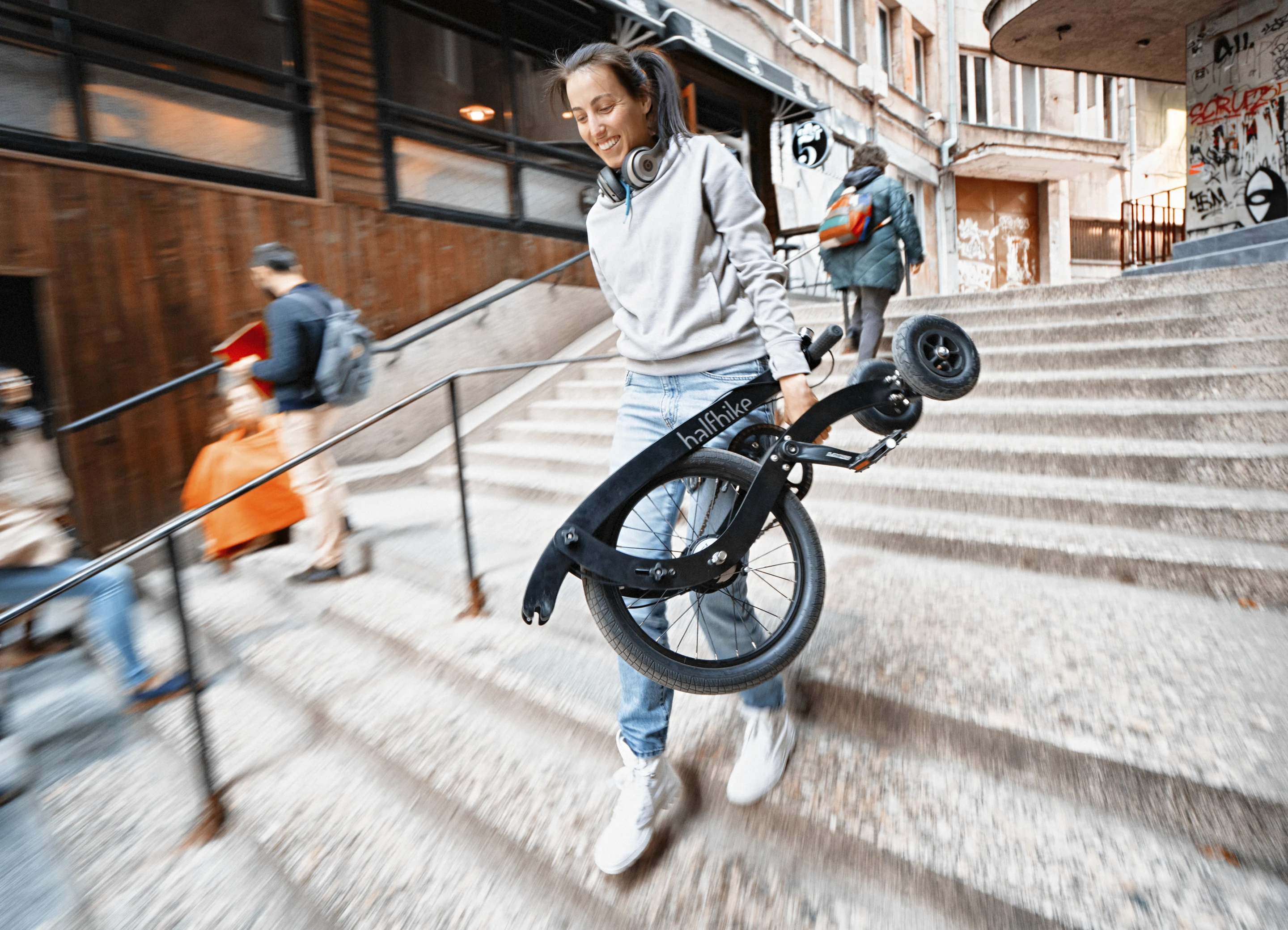 The Halfbike 3 folds down when not in use
