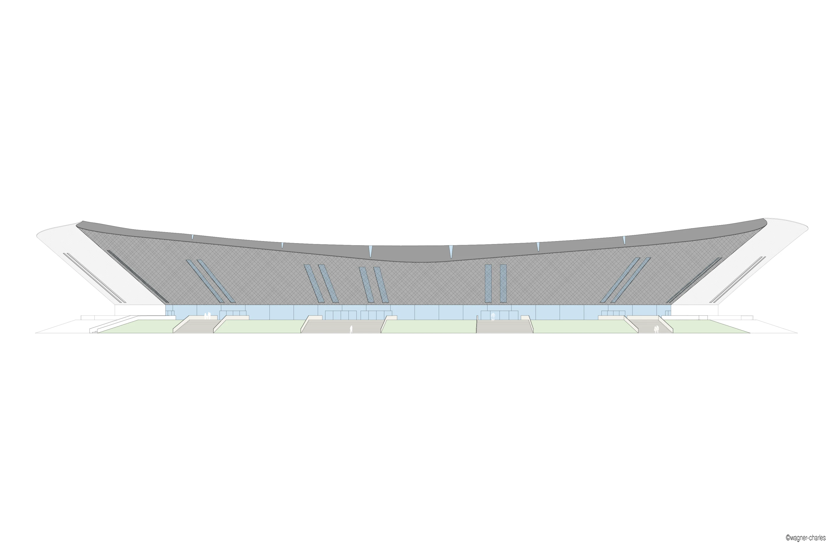 Exterior elevation of the Luxodrome velodrome concept