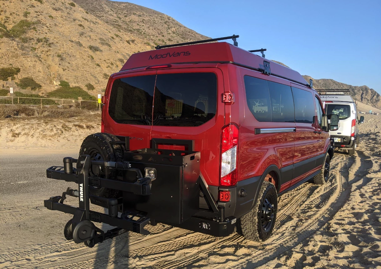 With standard AWD and M/S tires and available upgrades like an integrated dual-air compressor system and lift kit, the ModVans CV1/X is as ready to traverse remote, rugged terrain as it is to comfortably camp there