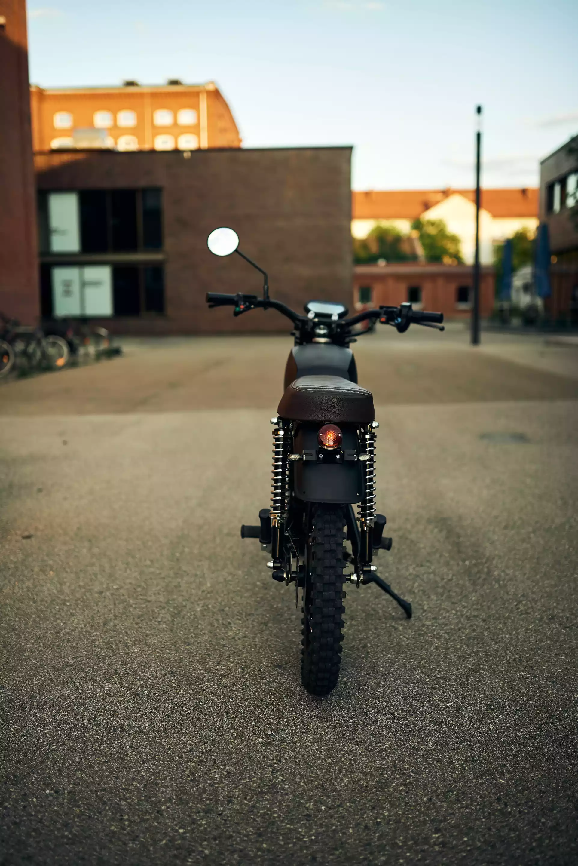 The BlackTea Moped, from the rear