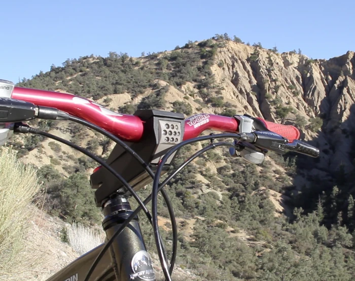 The StemLite is a bicycle handlebar stem with a built-in 500-lumen headlight