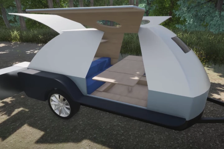 More complex than many teardrops, the Boulder has a convertible dinette inside and offers a queen bed and bunks