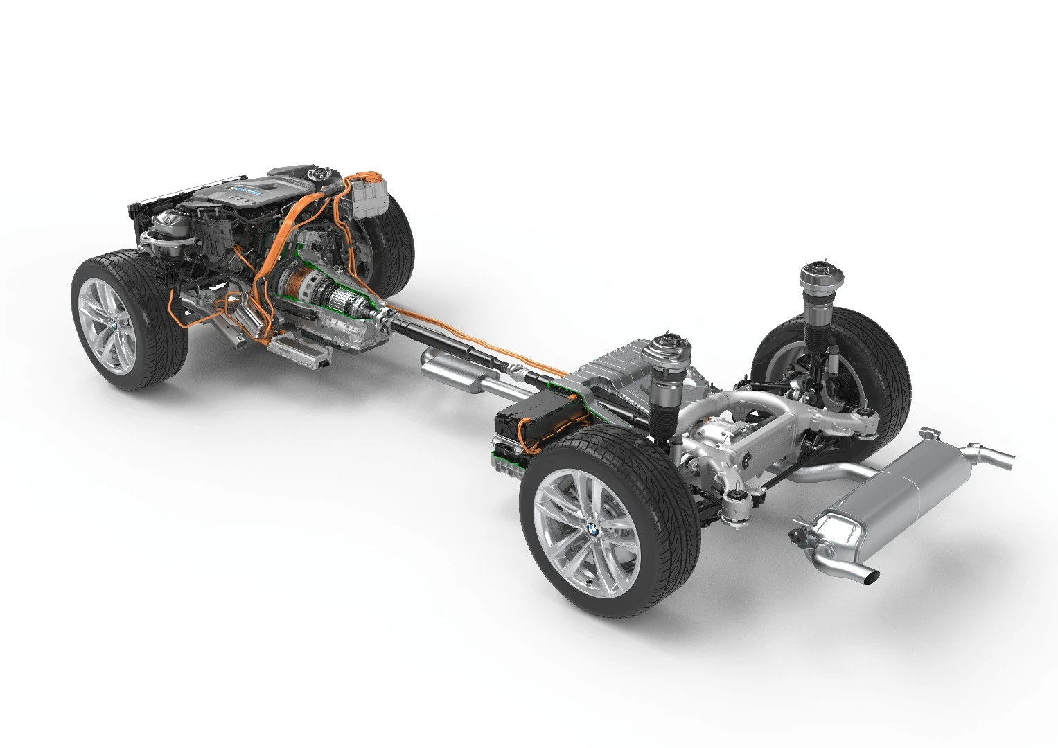 Power electronics and batteries are positioned to allow maximum interior space with the 740e's trunk space being equal to that in the standard 7 Series sedan