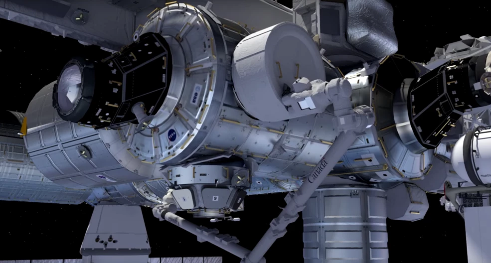 Computer rendering of BEAM being installed on the ISS