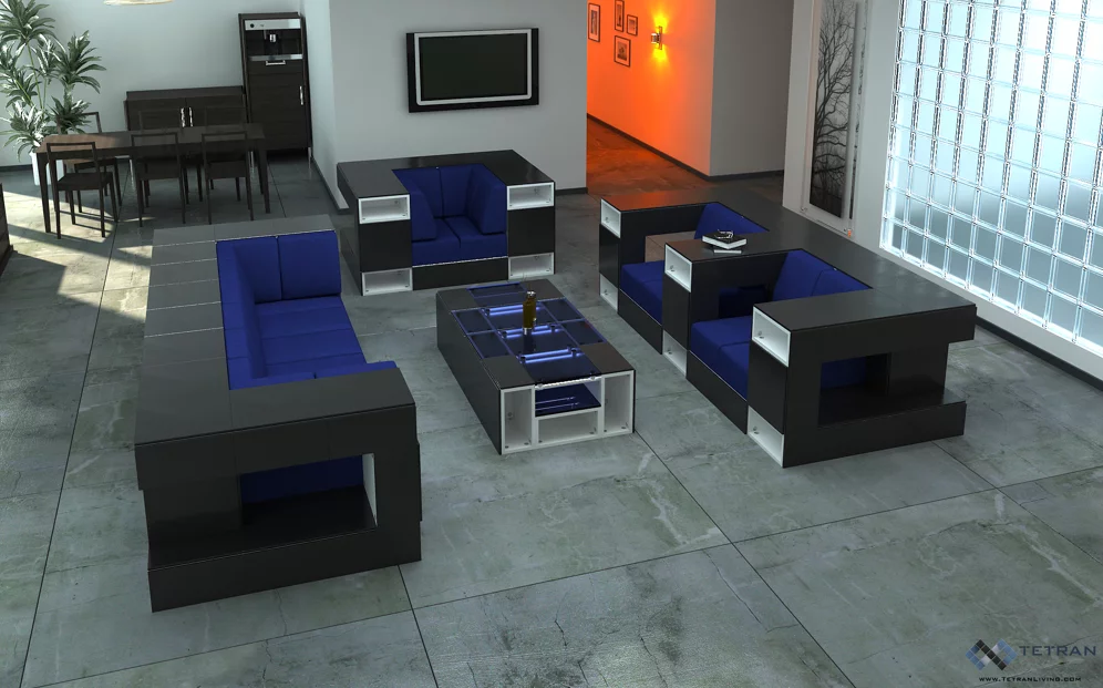 Tetran consists of a variety of standardized modules, blocks and cushions that can be fitted together to create just about any item of furniture you can think of, or even room-filling amalgamations custom designed to suit the user's personal needs