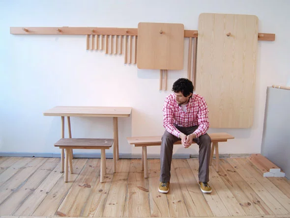 With some Wood Peg furniture built, the other components hang on the wall