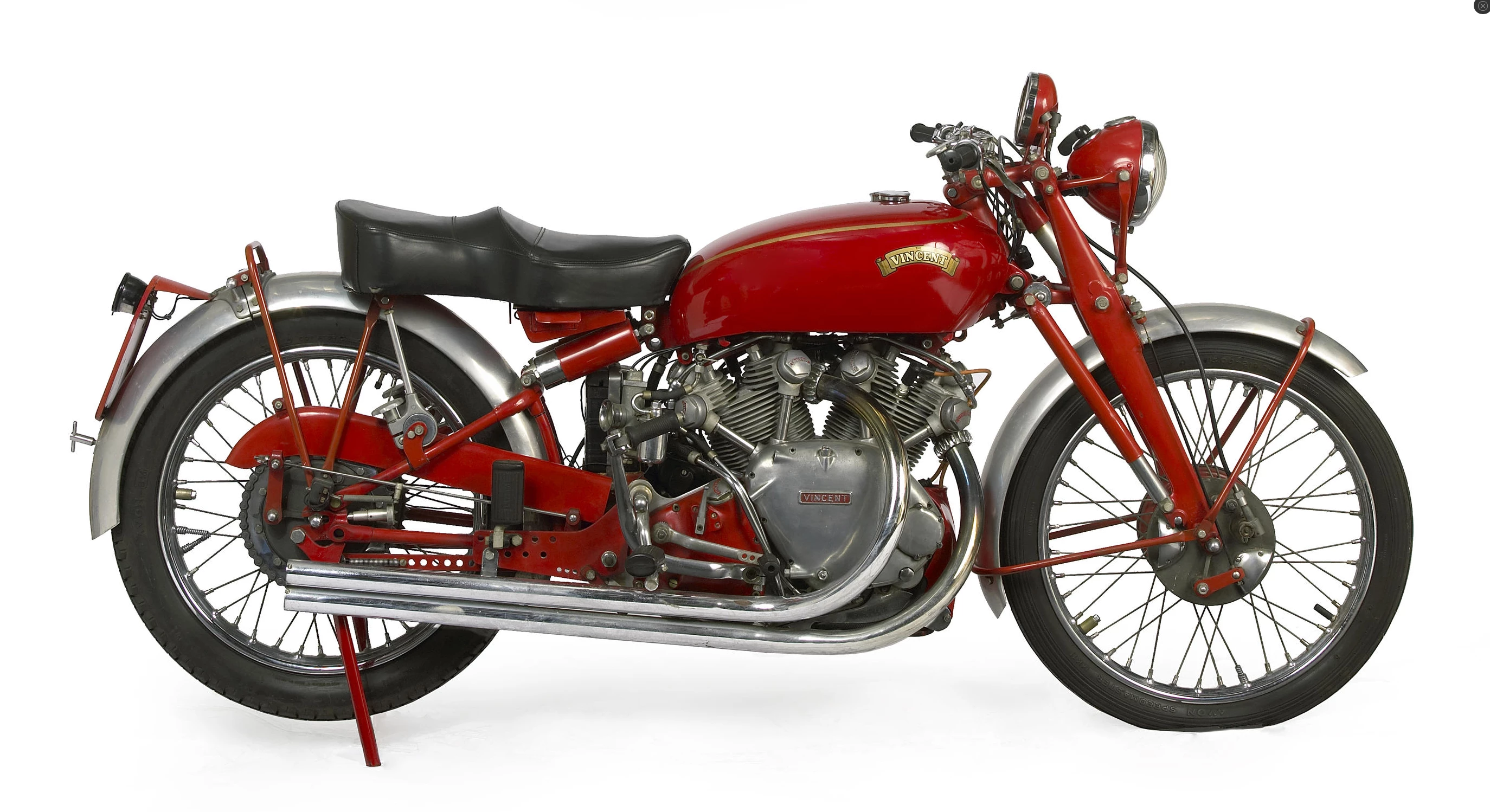 One of only 15 ever produced, this 1950 Vincent Series C White Shadow as it was last sold sold at the Quail Motorcycle Gathering in May, 2009 for US$111,150