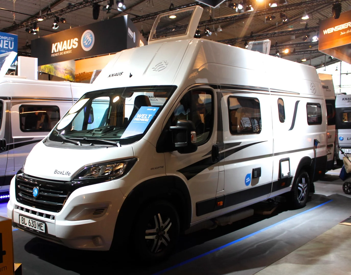 The Knaus Boxlife 630 ME is a highly versatile Fiat Ducato-based camper van featuring a lift-away rear bed