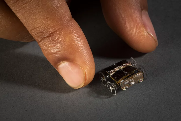 The MilliMobile is powered solely by ambient light and radio waves