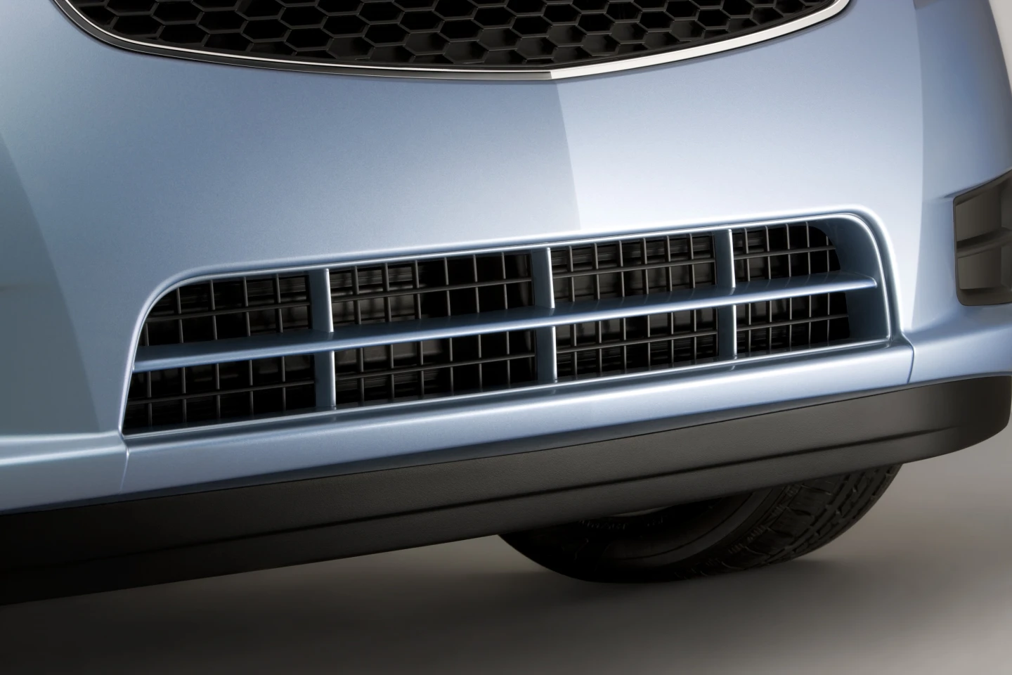 The Cruze's air shutter system is located behind its front grille