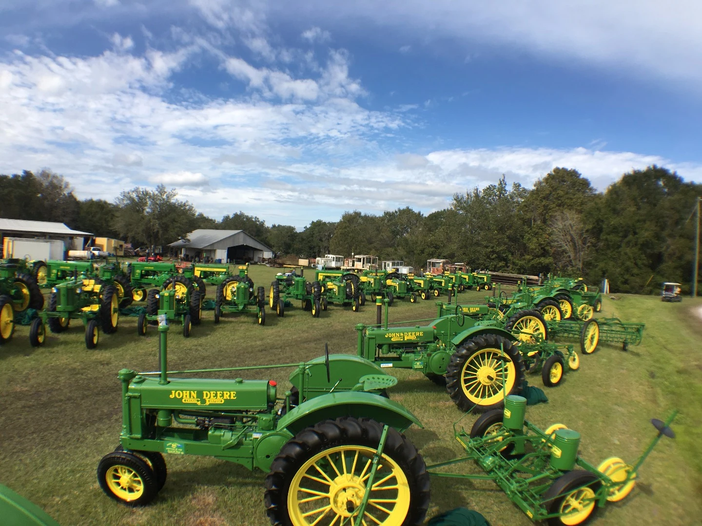 John Deere Heaven: This huge private collection of beautifully restored John Deere tractors belongs to Good Ol' Boys Antique Tractors and Farm Implements in West Palm Beach, FL.