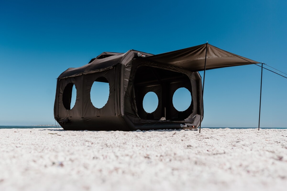 Modular camping cube airs up into mega glamper hut in 4 minutes flat