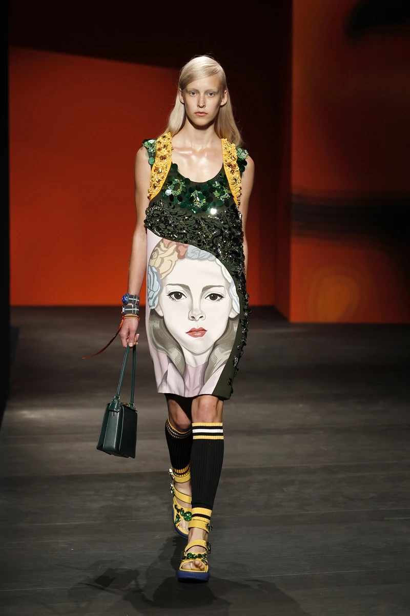 A model showing the Prada SS14 collection