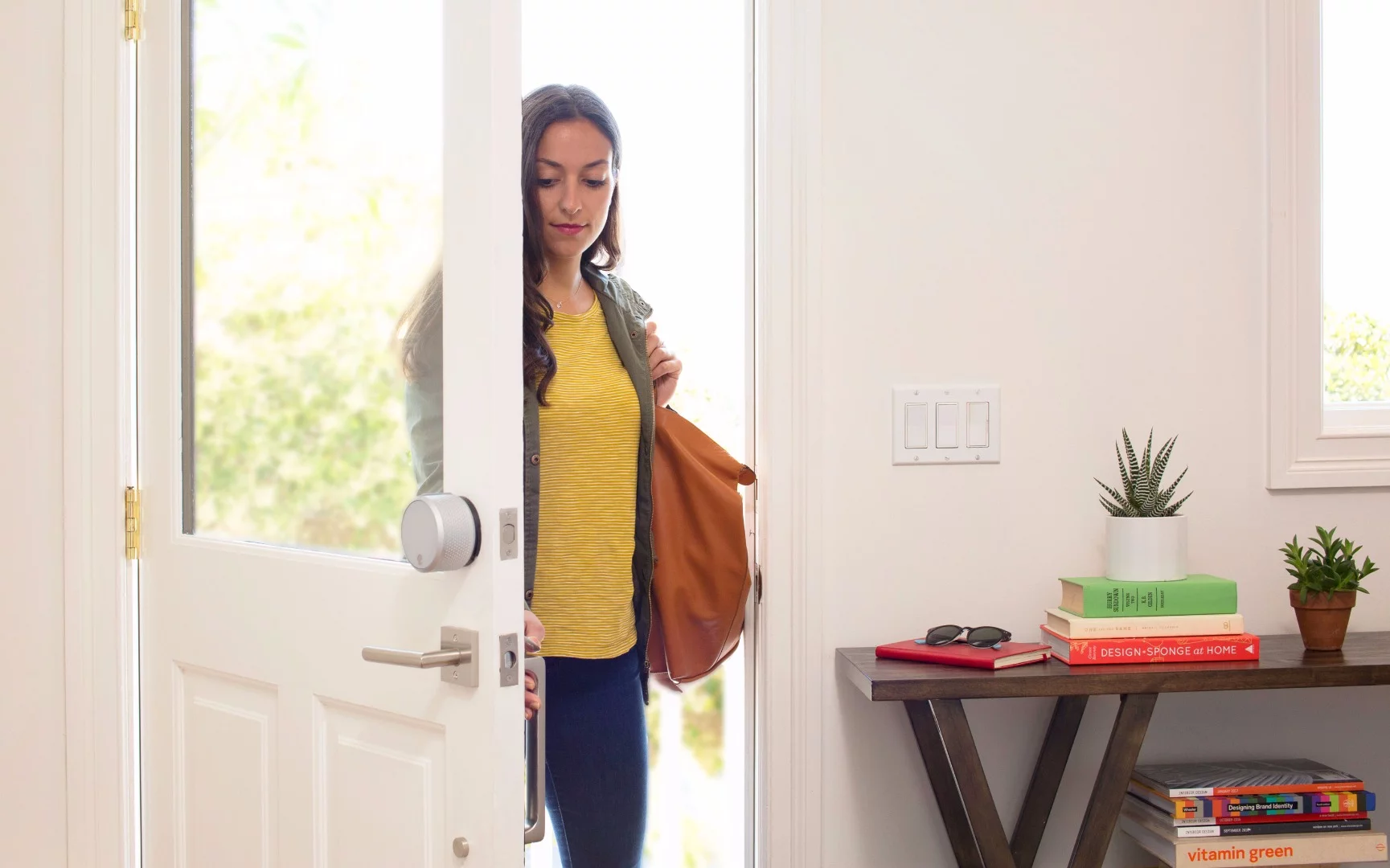 August's series of smart locks are attached to the inside of standard deadbolt doors, leaving the outside lock unchanged
