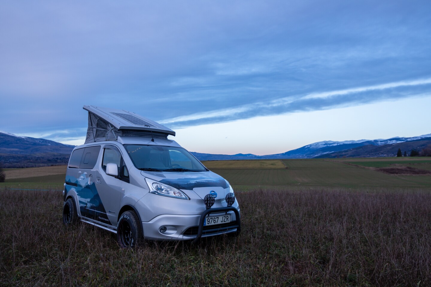 Nissan's e-NV200 Winter Camper also works just fine on dry, green ground