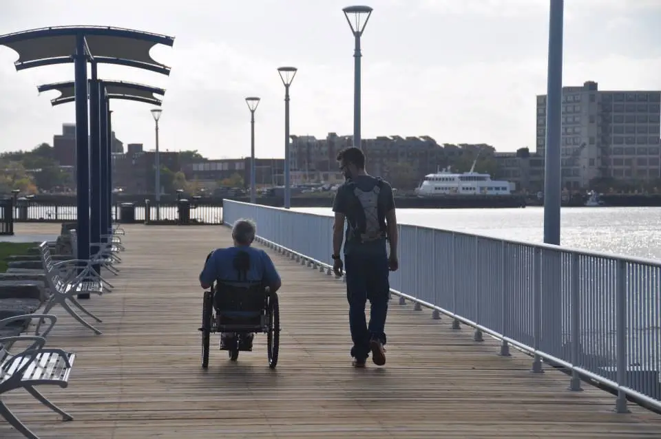The Freedom Chair makes easy work of uneven pavement and boardwalk