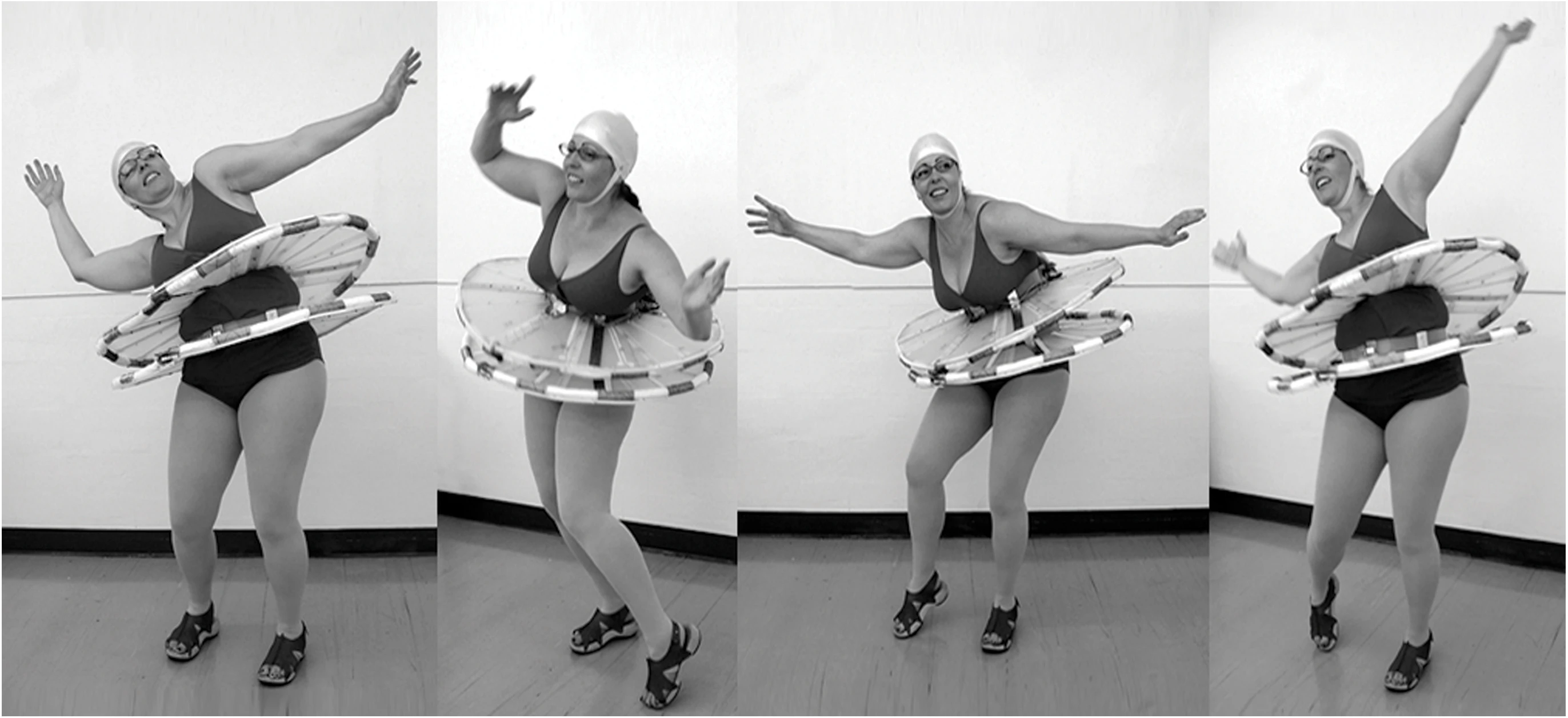 Danielle Wilde showing the hipDisk wearable musical instrument (Photo: Cinnamon Lee)