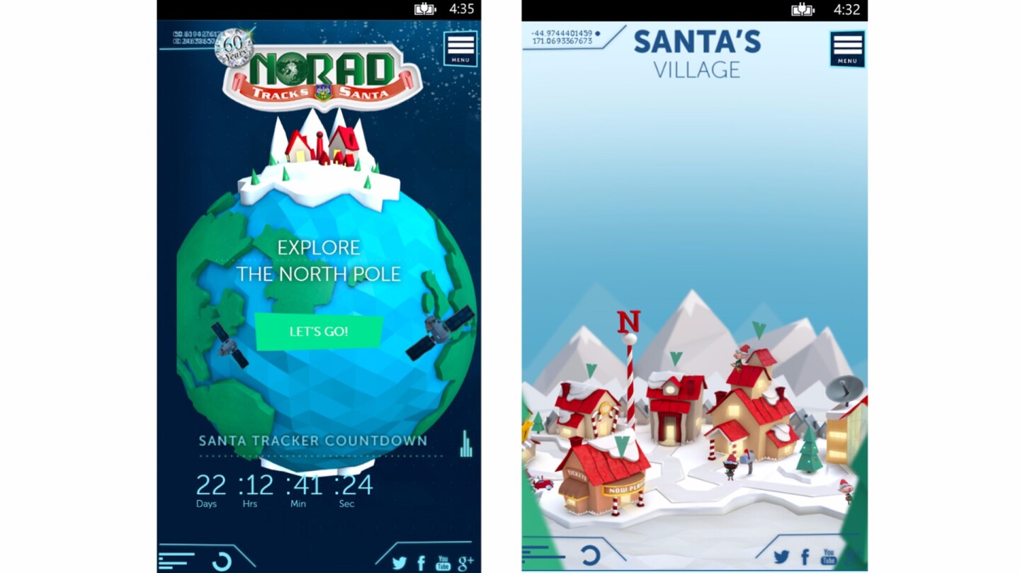 NORAD Tracks Santa is an app that lets you harness military power to figure out the location of Santa's sleigh
