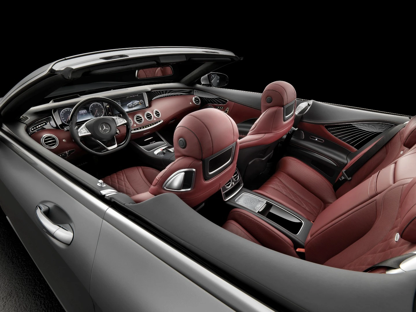 The red leather seats might be a bit bright, but they would work will with the optional burgundy roof