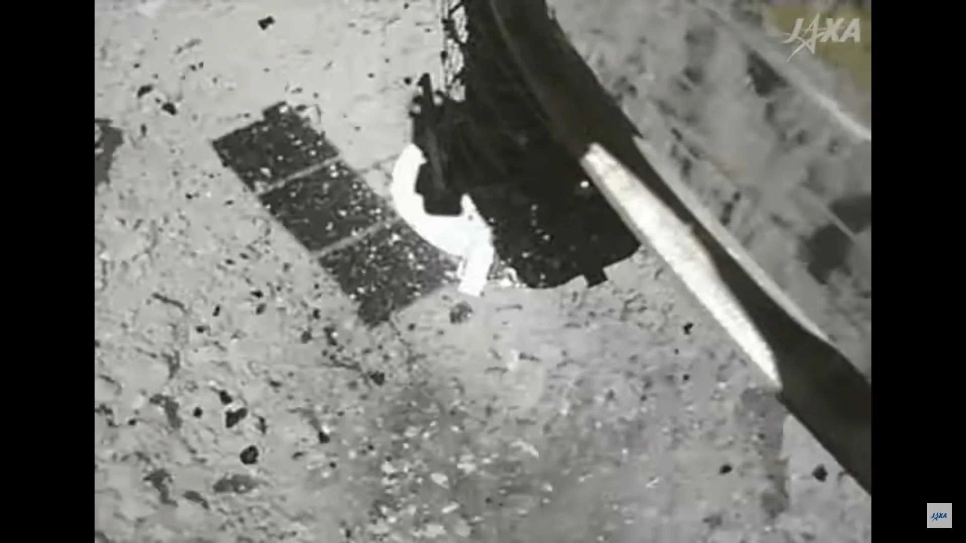 Hayabusa 2 moments after touching down on the surface of the asteroid