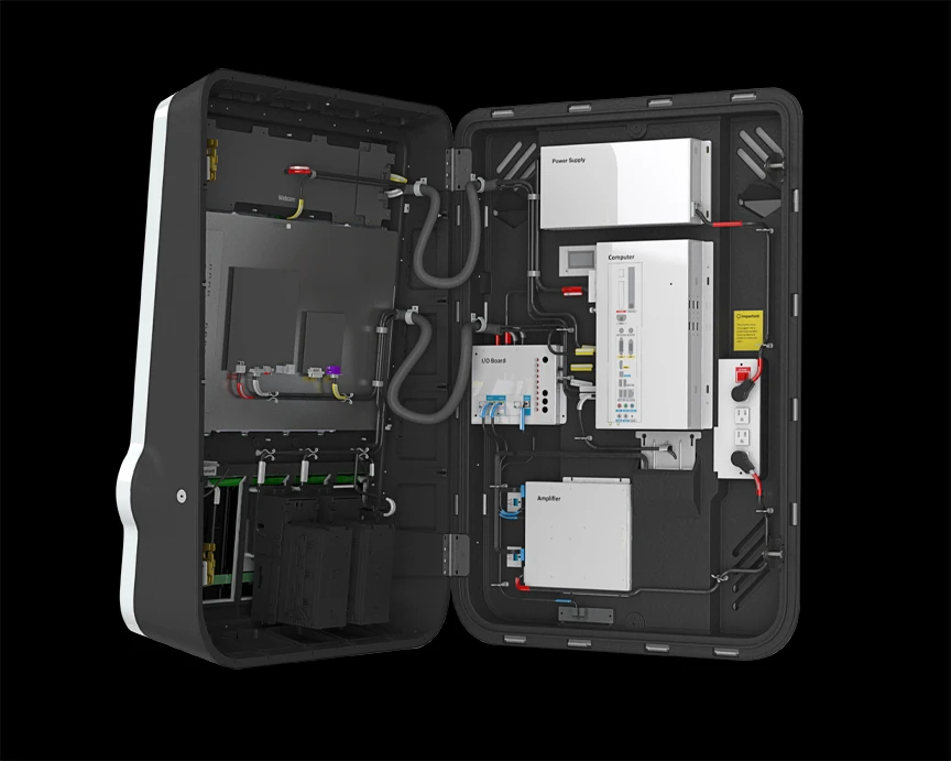 Color coded components and cabling is said to simplify servicing