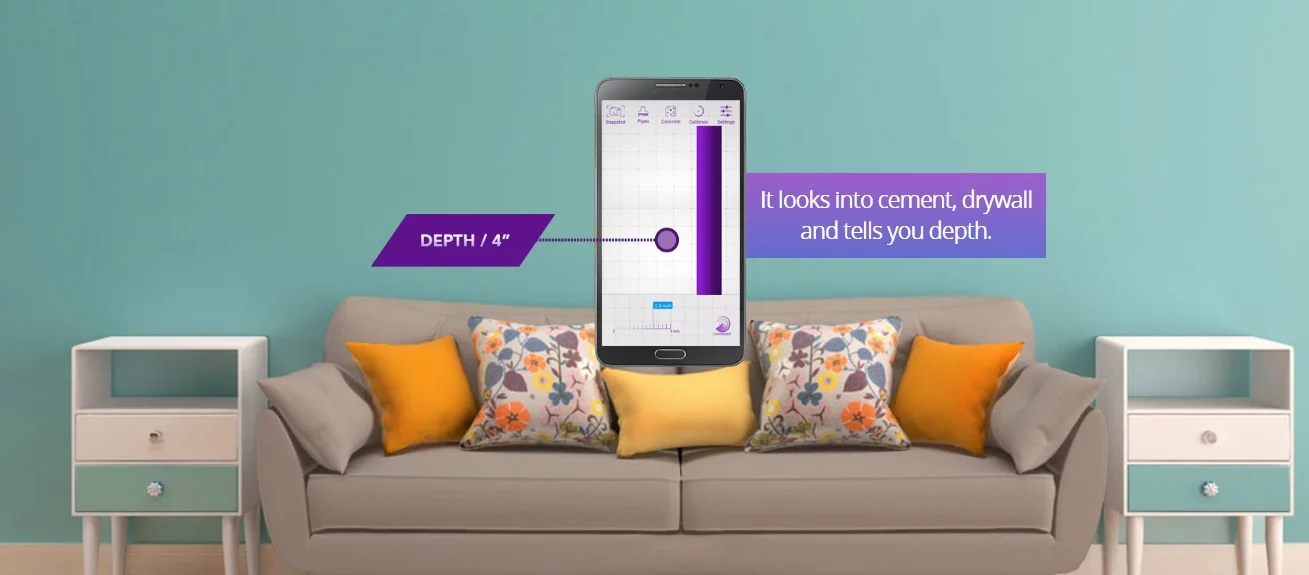 The WalabotDIY's sensor will measure depth up to 4 inches