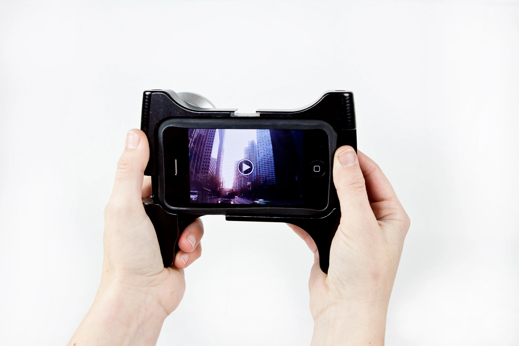 Two handed recording for stable shooting