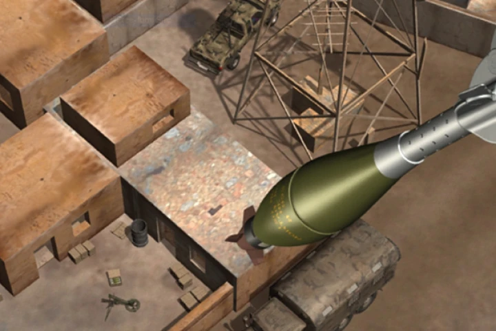 Illustration depicting an XM395 Accelerated Precision Mortar Initiative round closing in on a target (Image: U.S. Army)