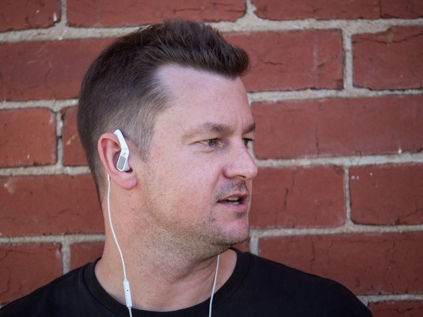 Sennheiser AMBEO Smart Headset: over-the-ear design works well and doesn't fall off your head if the earbuds pop out