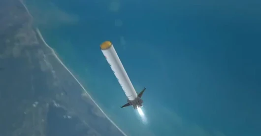 SpaceX Reusable Launch Vehicle - stage 1 preparation for landing